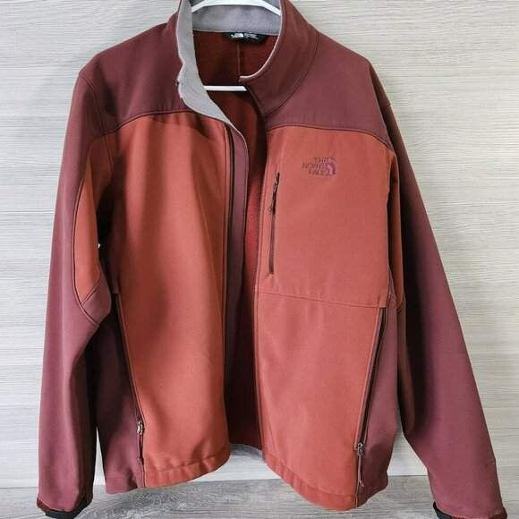 The North Face Apex Rust Red Soft Shell Fleece Lined Full Zip Men's Size Large - Picture 1 of 9